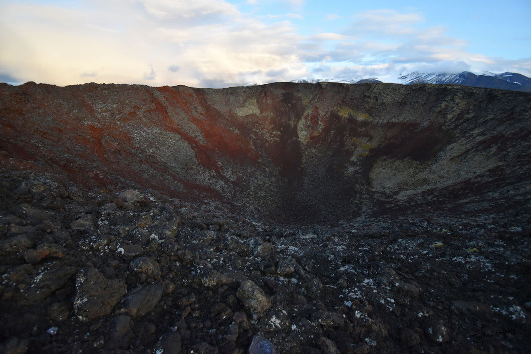 Shot from the brim of Eve's Cone, the most recent and well preserved cinder cone in Canada's Mount Edziza's volcanic complex.