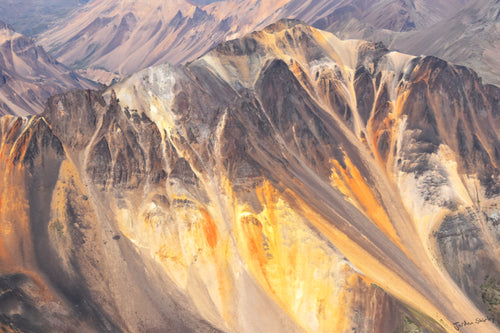 Aerial photograph of the Spectrum Range of mountains in Mount Edziza Provincial Park. Captured during our field expedition in 2023. 