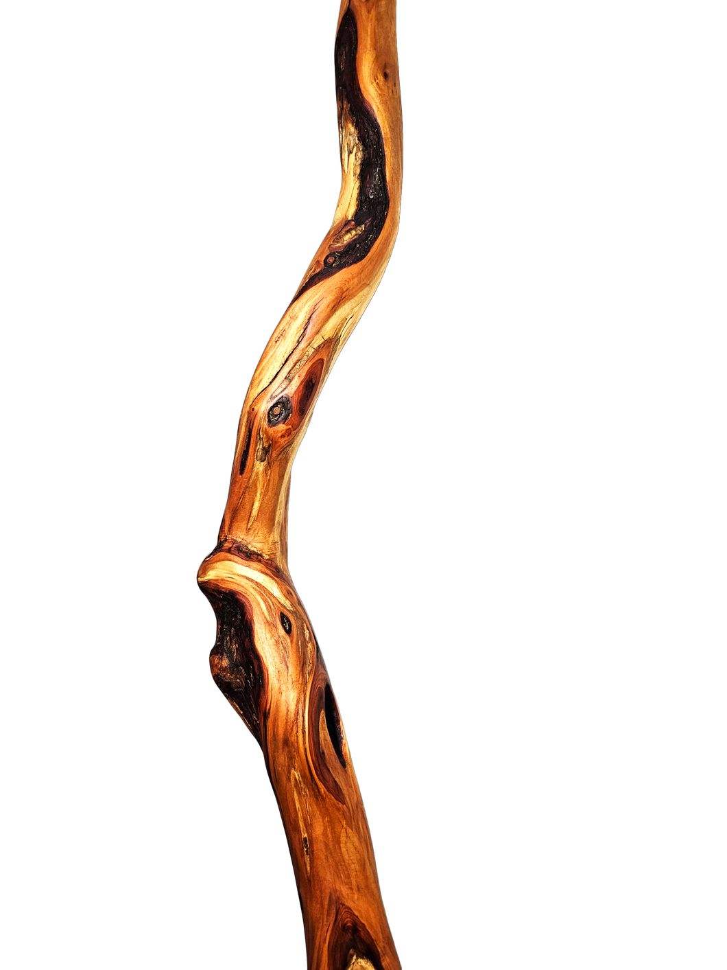 diamond willow hiking stick hand crafted close up